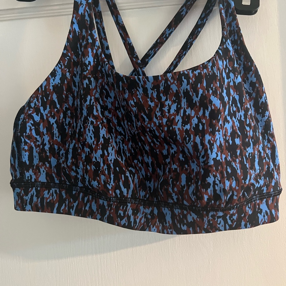 Lululemon Women's Strappy Energy Sports Bra - Blue, black and Brown